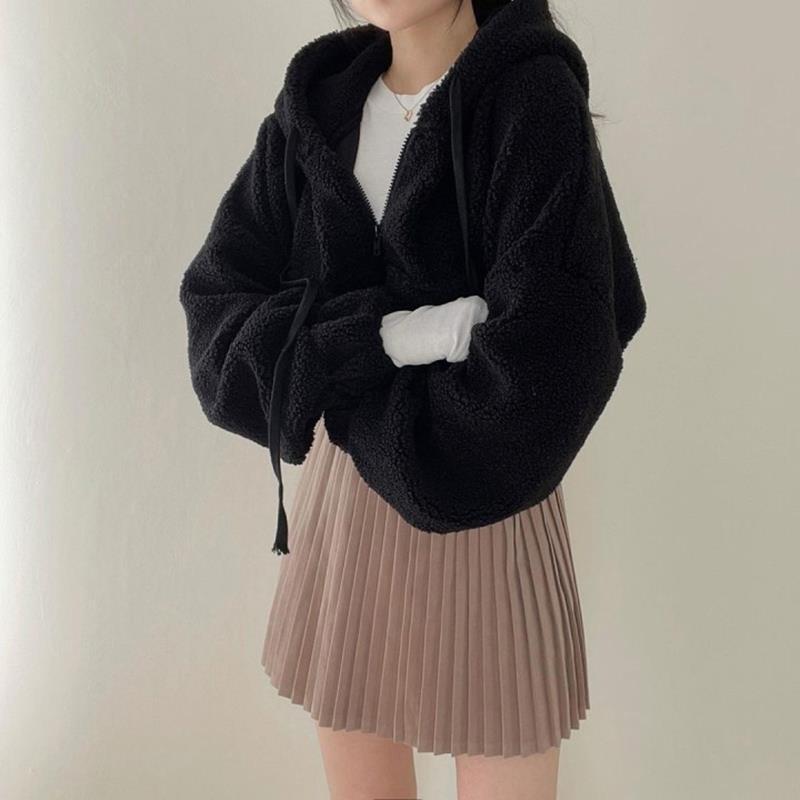Academy Retro Solid Lamb Wool Casual Jacket Top