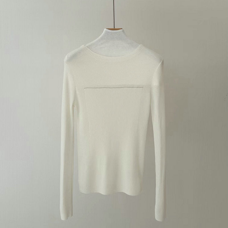 Glitter High Elastic Wool Off-neck Long Sleeve Sweater