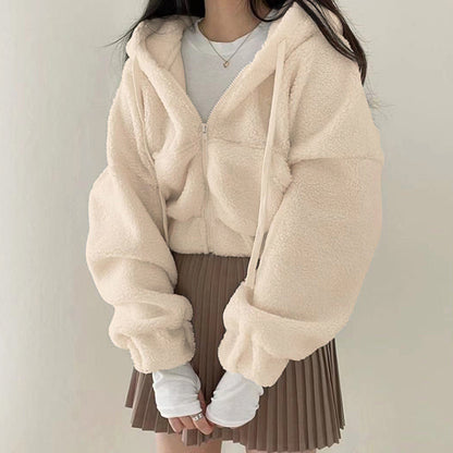 Academy Retro Solid Lamb Wool Casual Jacket Top