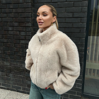 Warm Faux Fur Zip Jacket