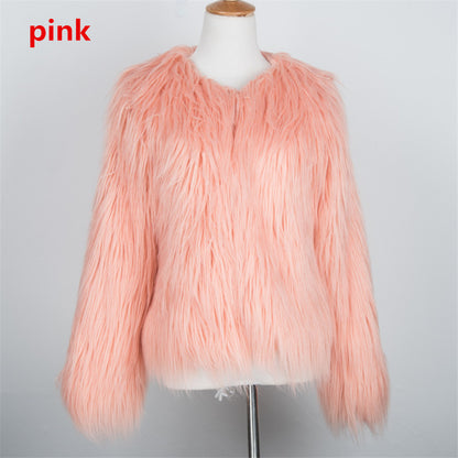 Women's Short Long Sleeve Plus Size Fur Coat