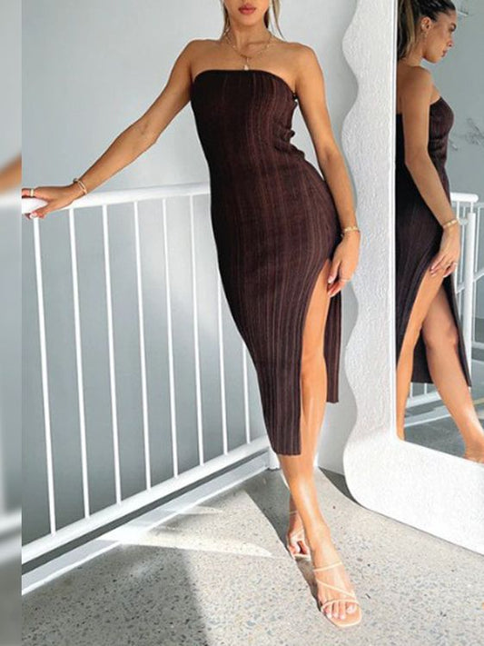 Strapless Knit Slit