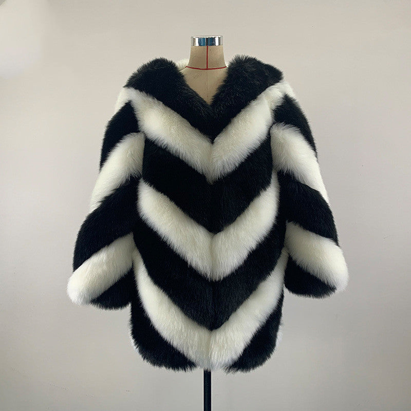 Italian Luxury Artificial Fur Rock Coat
