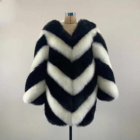 Italian Luxury Artificial Fur Rock Coat