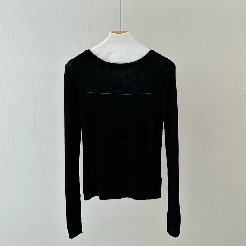 Glitter High Elastic Wool Off-neck Long Sleeve Sweater
