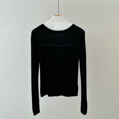 Glitter High Elastic Wool Off-neck Long Sleeve Sweater