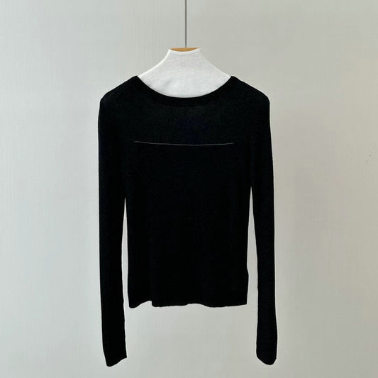 Glitter High Elastic Wool Off-neck Long Sleeve Sweater