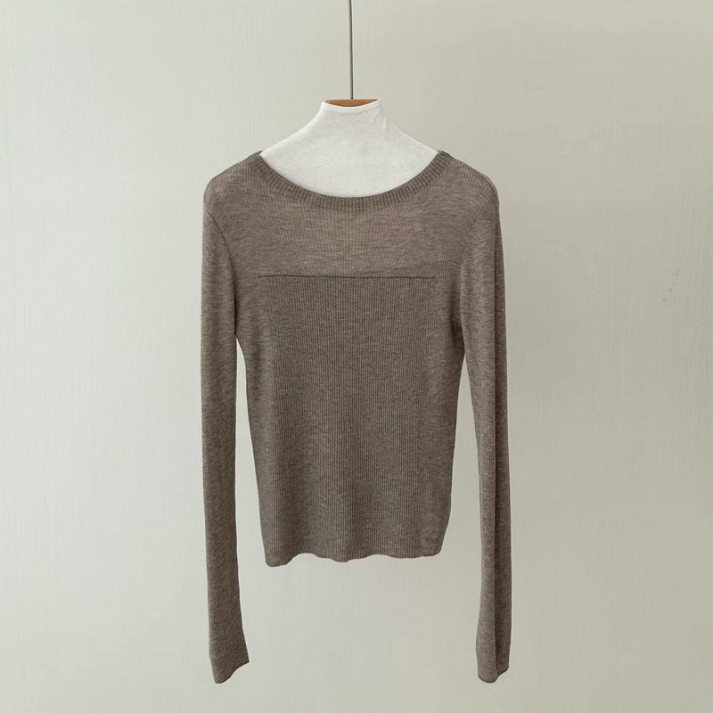 Glitter High Elastic Wool Off-neck Long Sleeve Sweater