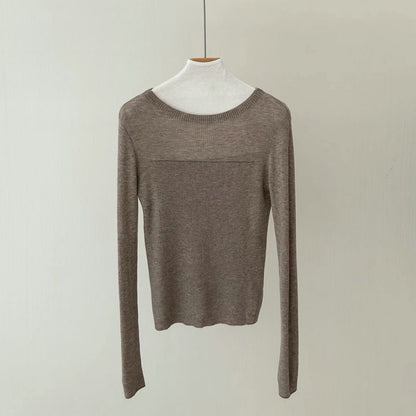 Glitter High Elastic Wool Off-neck Long Sleeve Sweater