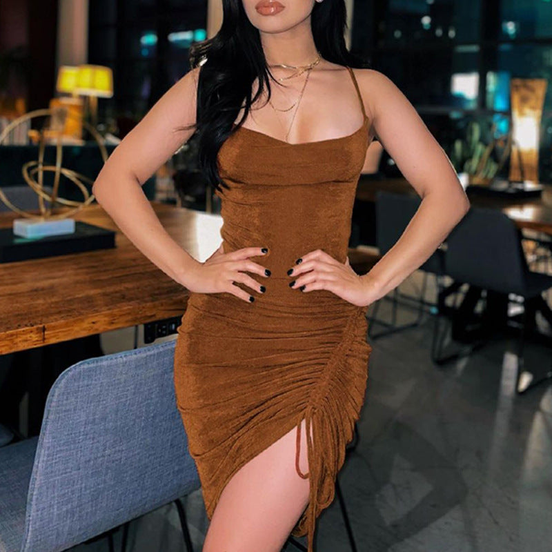Gathered Slit Dress