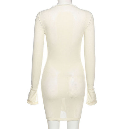 See-Through Dresses With Long Sleeves Cover The Hips