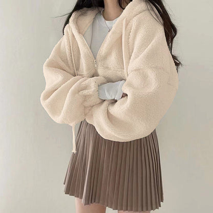 Academy Retro Solid Lamb Wool Casual Jacket Top