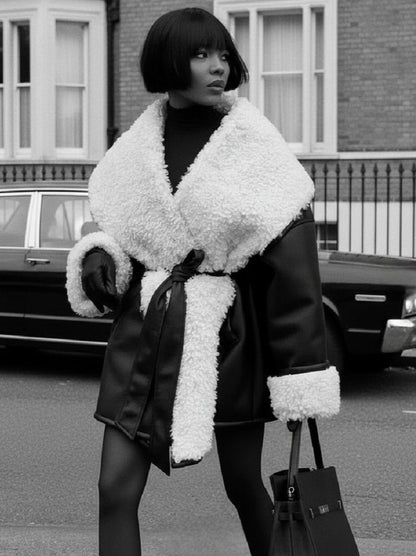 Casual Leather Thickened Trench Coat Loose Fashionable Jacket