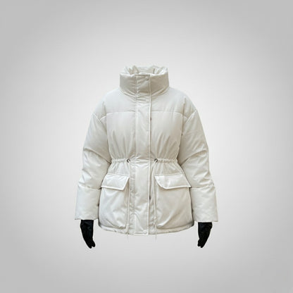 Slim-fit Cottonpadded Drawstring Waisttight Jacket Women's Quilted Cotton Coat