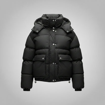 Women's Cottonpadded Overcoat Jacket Square Pocket Cushion Warm Hooded Cotton