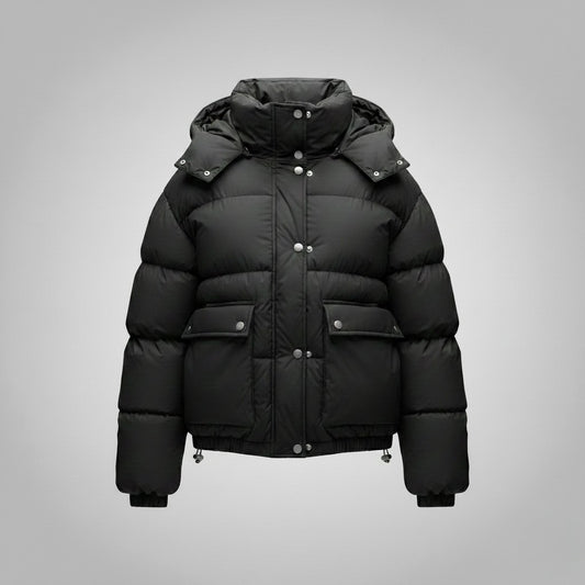 Women's Cottonpadded Overcoat Jacket Square Pocket Cushion Warm Hooded Cotton