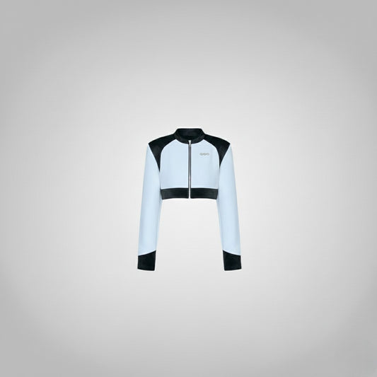 Black And White Panelled Quilted Oversized Leather Jacket