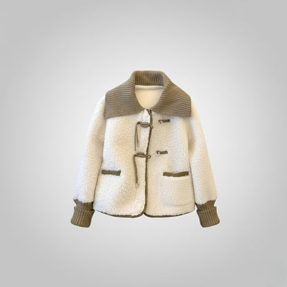 Lapel Lamb Wool Small Warm Thickened Fur Integrated Chinese Button Knots Cotton-padded Jacket