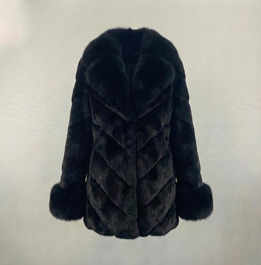 High-end Female Rabbit Fur Coat In The Long Section Of The Oversized Fox Fur Collar Coat New Fur