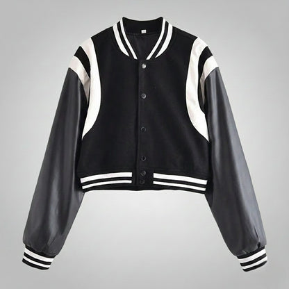 Retro PU Baseball Jacket
