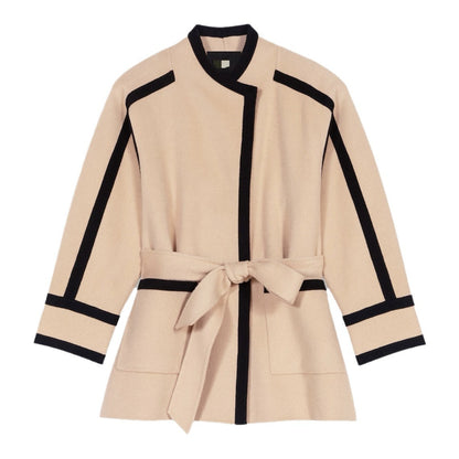 Italian-Inspired Contrast Color Woolen Coat