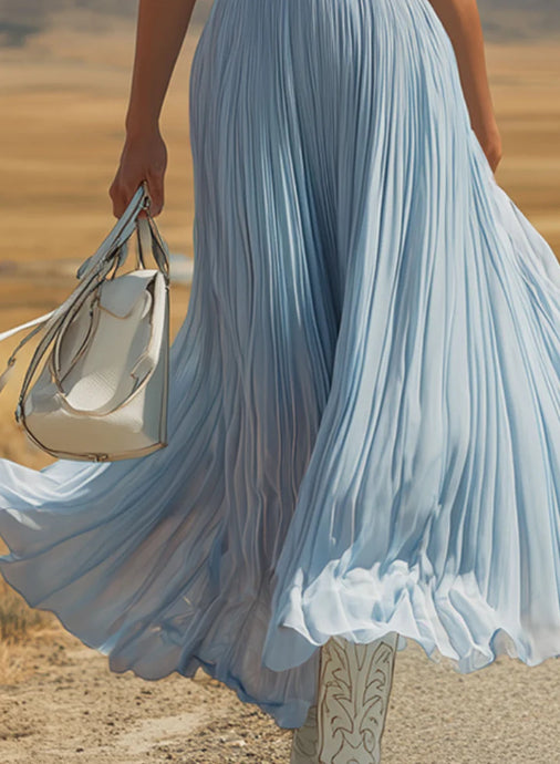 Pleated Halter Maxi