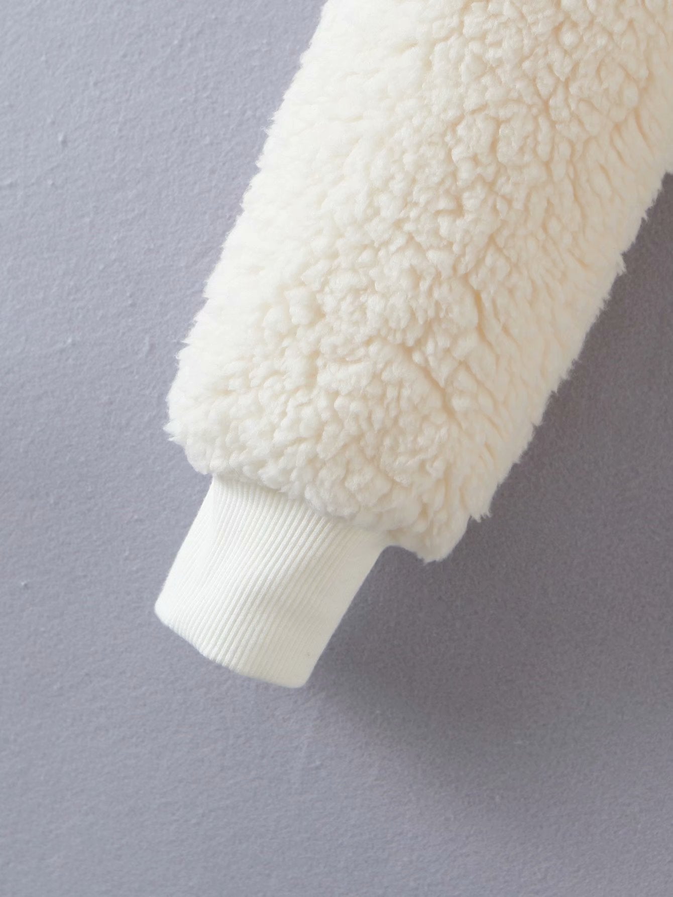 Short Furry Half-Zip Hooded Pullover Sweatshirt