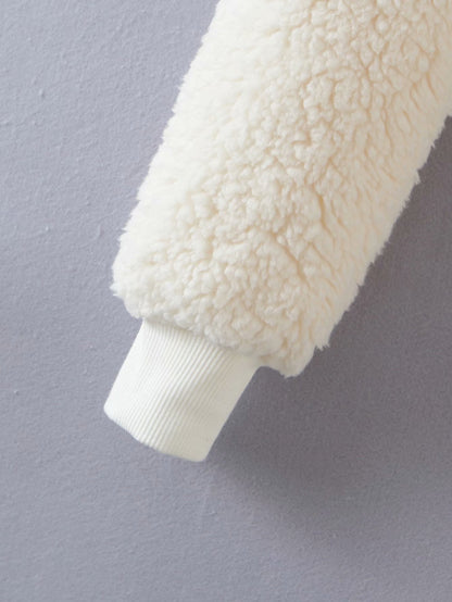 Short Furry Half-Zip Hooded Pullover Sweatshirt