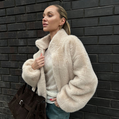 Warm Faux Fur Zip Jacket
