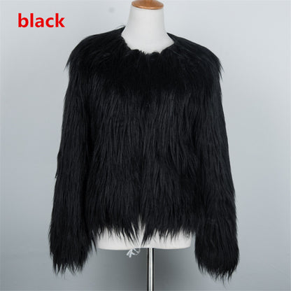 Women's Short Long Sleeve Plus Size Fur Coat