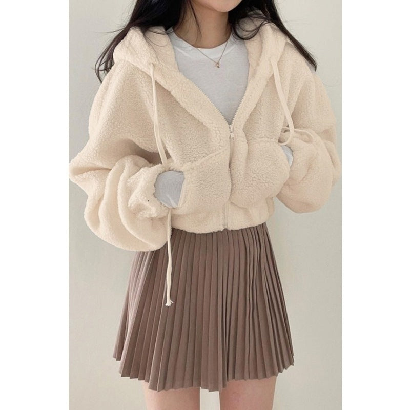 Academy Retro Solid Lamb Wool Casual Jacket Top